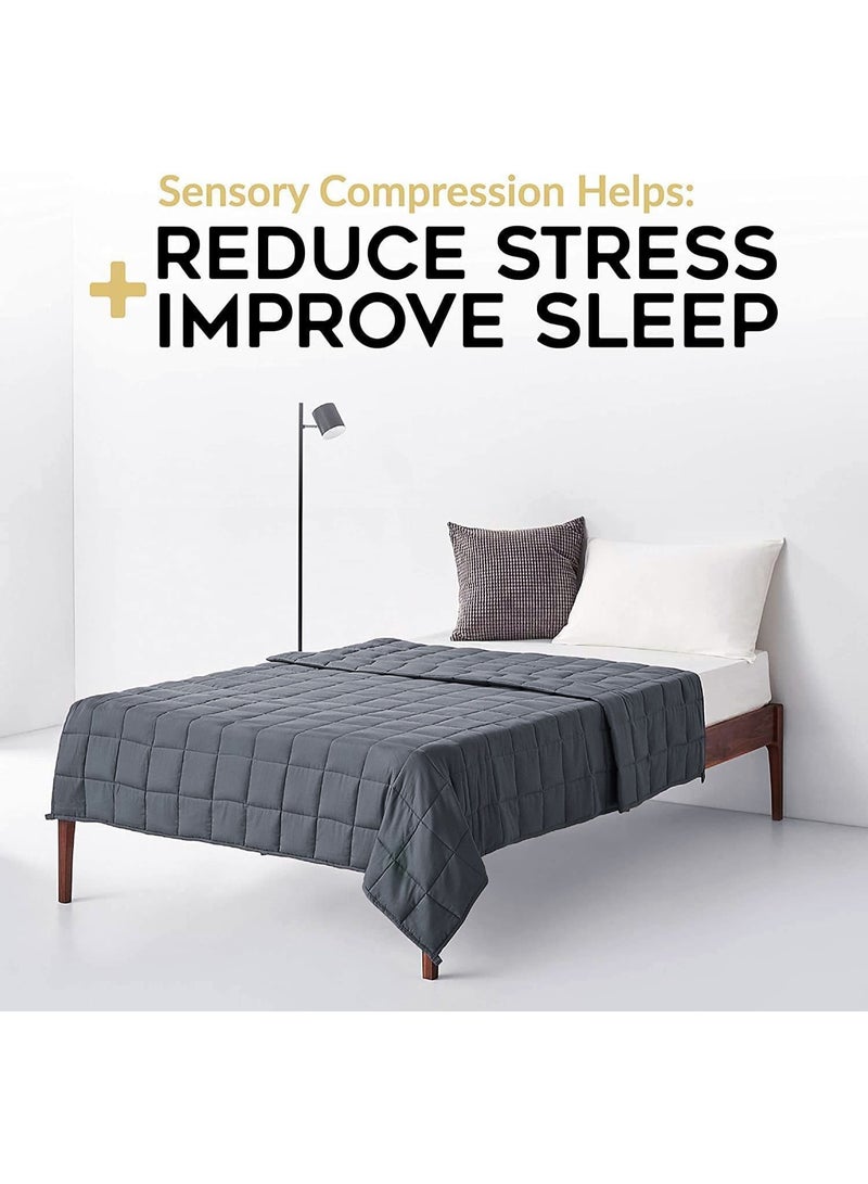 فابينني بطانية ثقيلة 9.1 كجم / 203 × 221 سم، مقاس مزدوج للبالغين، 80 × 87 بوصة / 20 رطلاً، لتخفيف القلق، علاج التوحد، تخفيف التوتر والأرق، بطانية ضغط عميق للزوجين، لون رمادي داكن - Image 5